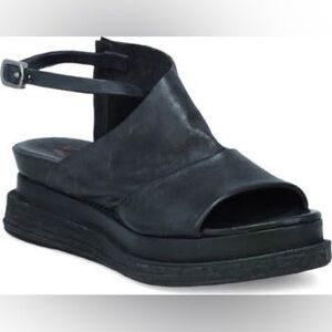 A.S.98 Lira Black Leather Sandals NWT